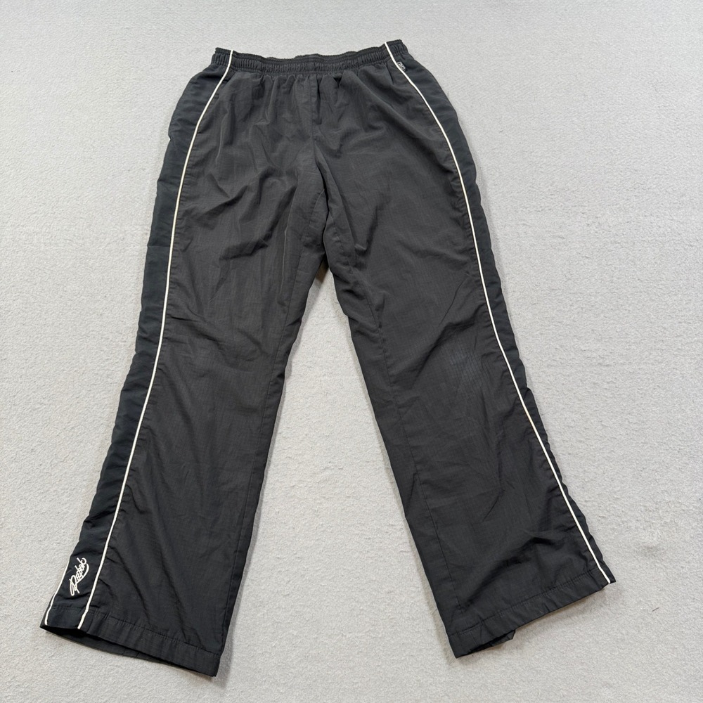 Y2K Reebok Track Pants Men's Large Black Fleece Lined Athletic Windbreaker